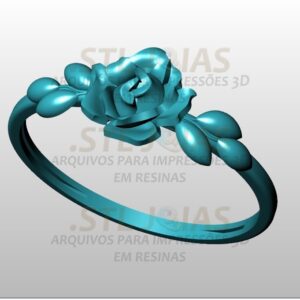 ANEL BOTÃO DE ROSA Arquivo para impressão 3D. Formato STL