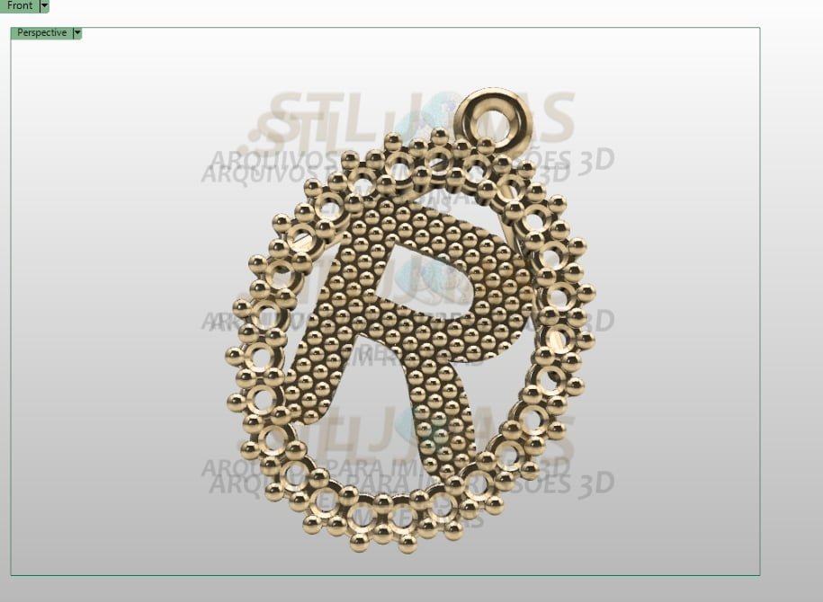 PINGENTE LETRA R Arquivo para impressão 3D. Formato STL 3 PINGENTE LETRA R Arquivo para impressão 3D. Formato STL - Imagem 3