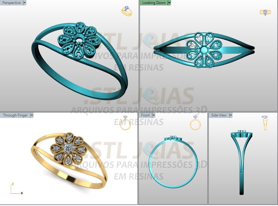 ANEL COM PEDRAS Arquivo para impressão 3D. Formato STL 2 ANEL COM PEDRAS Arquivo para impressão 3D. Formato STL - Imagem 2