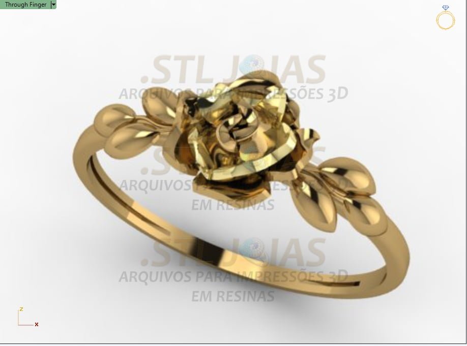 ANEL BOTÃO DE ROSA Arquivo para impressão 3D. Formato STL 3 ANEL BOTÃO DE ROSA Arquivo para impressão 3D. Formato STL - Imagem 3