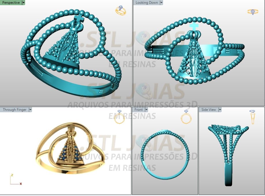 ANEL NOSSA SENHORA Arquivo para impressão 3D. Formato STL 2 ANEL NOSSA SENHORA Arquivo para impressão 3D. Formato STL - Imagem 2