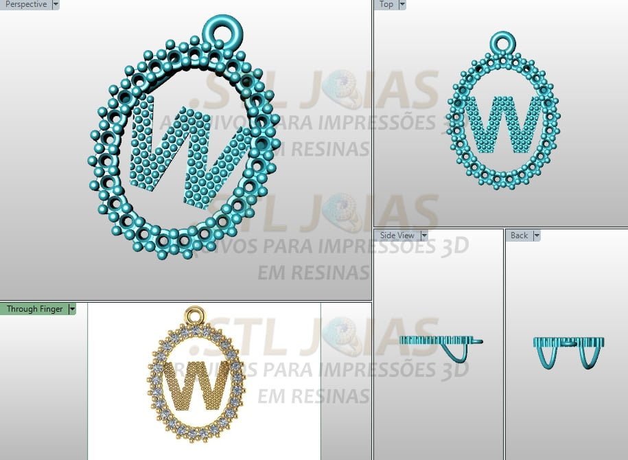 PINGENTE LETRA W Arquivo para impressão 3D. Formato STL 2 PINGENTE LETRA W Arquivo para impressão 3D. Formato STL - Imagem 2
