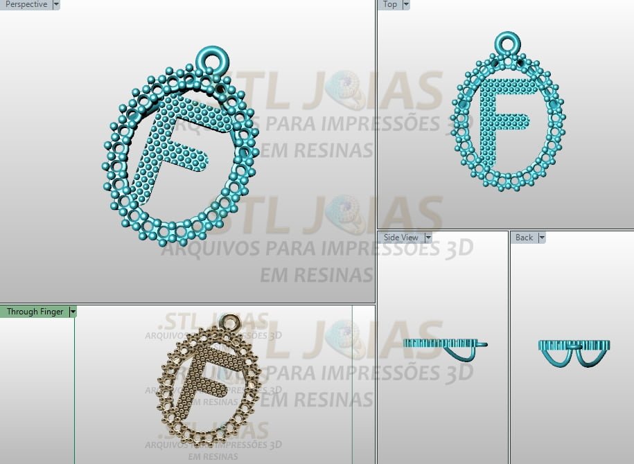 PINGENTE LETRA F Arquivo para impressão 3D. Formato STL 2 PINGENTE LETRA F Arquivo para impressão 3D. Formato STL - Imagem 2