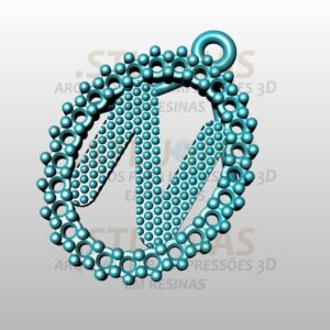 PINGENTE LETRA N Arquivo para impressão 3D. Formato STL