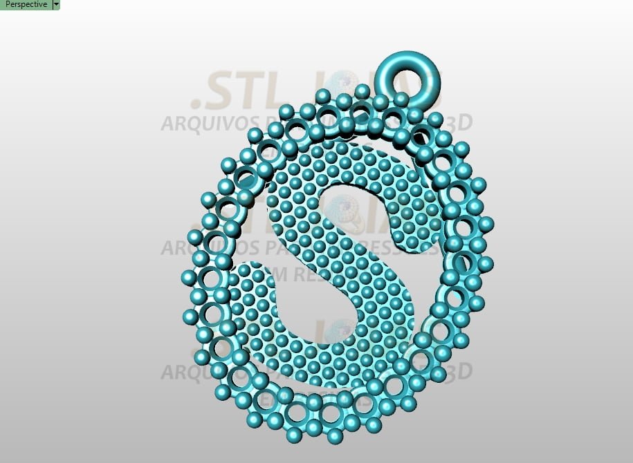 PINGENTE LETRA S Arquivo para impressão 3D. Formato STL
