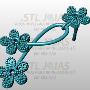 BRINCO FLORES CRAVEJADAS Arquivo para impressão 3D. Formato STL