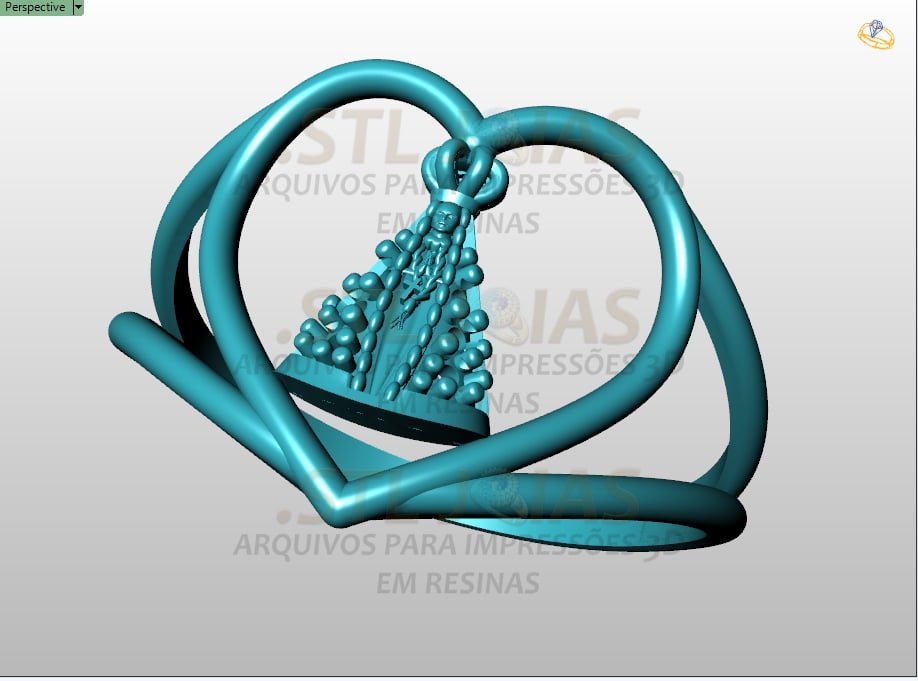 ANEL NOSSA SENHORA  CORAÇÃO Arquivo para impressão 3D. Formato STL