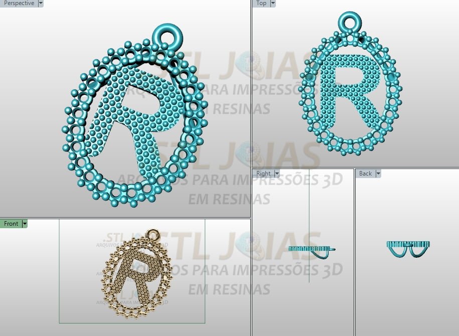 PINGENTE LETRA R Arquivo para impressão 3D. Formato STL 2 PINGENTE LETRA R Arquivo para impressão 3D. Formato STL - Imagem 2