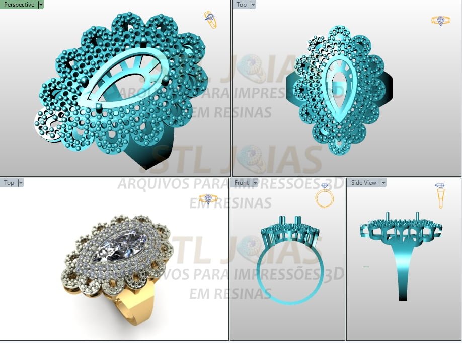 ANEL GOTA LUXO Arquivo para impressão 3D. Formato STL 2 ANEL GOTA LUXO Arquivo para impressão 3D. Formato STL - Imagem 2