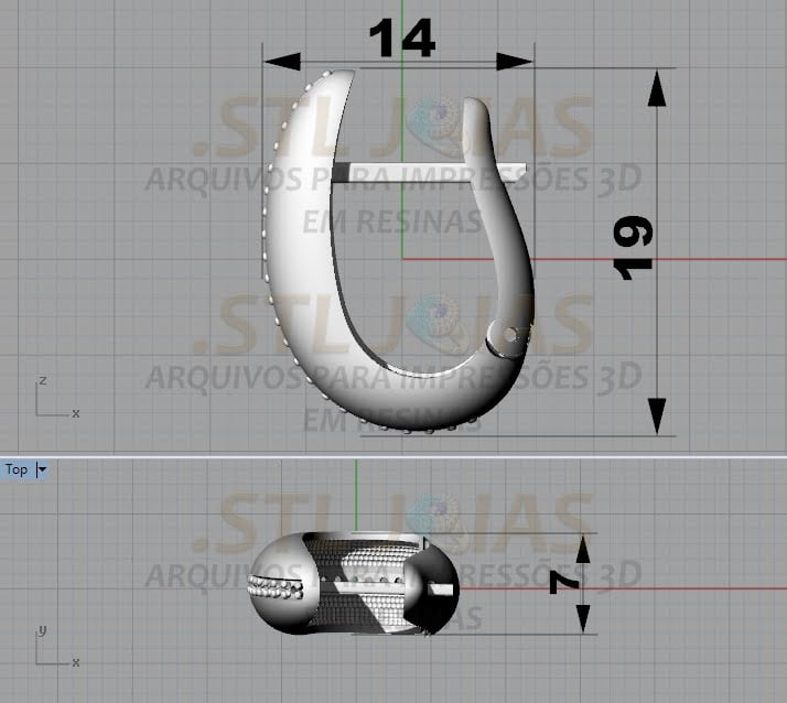 BRINCO DETALHE CRAVEJADO Arquivo para impressão 3D. Formato STL 4 BRINCO DETALHE CRAVEJADO Arquivo para impressão 3D. Formato STL - Imagem 4