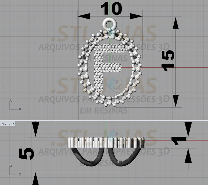 PINGENTE LETRA F Arquivo para impressão 3D. Formato STL 4 PINGENTE LETRA F Arquivo para impressão 3D. Formato STL - Imagem 4