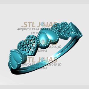 ANEL CORAÇÕES CRAVEJADOS