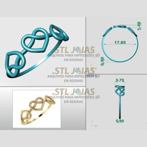 ANEL CORAÇÕES AMARRADOS