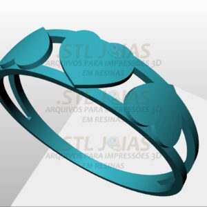 Arquivo STL para impressora 3D 4 ANEL CORAÇÕES LISOS Arquivo para impressão 3D. Formato STL