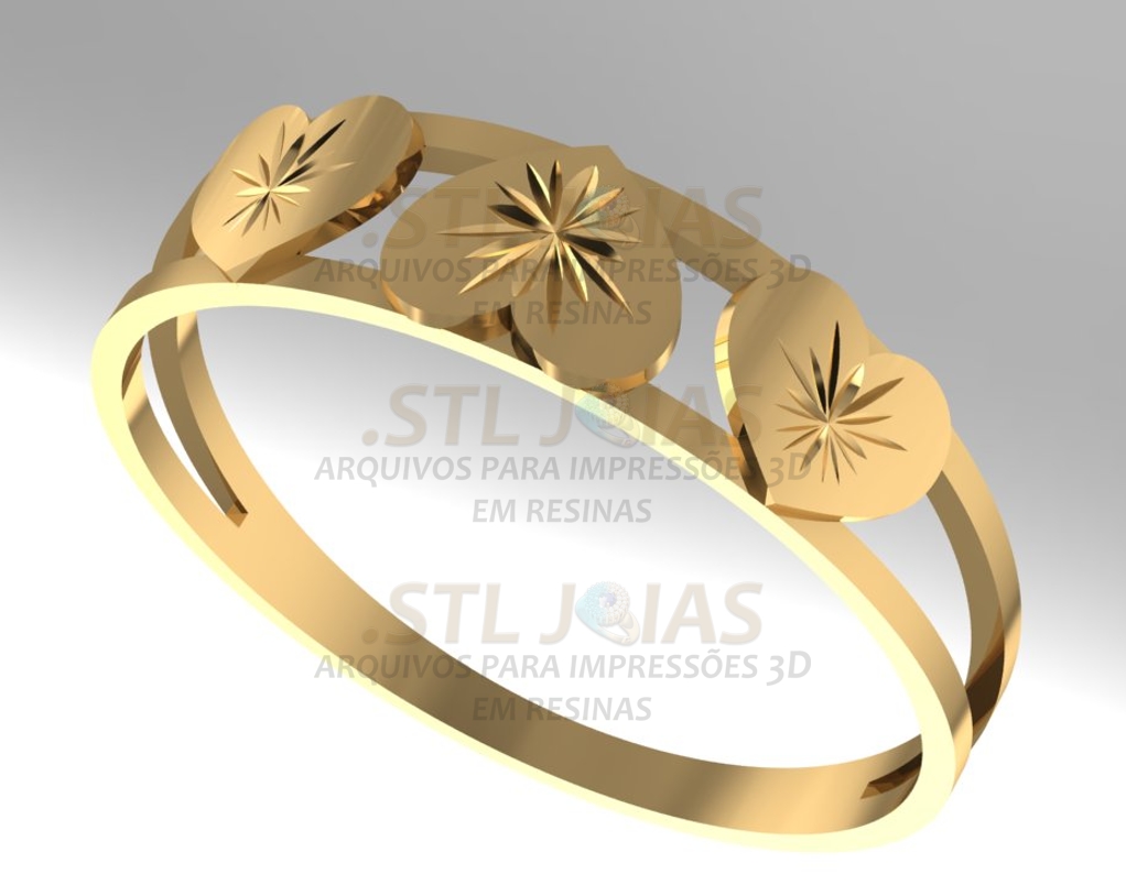 ANEL CORAÇÕES DIAMANTADOS Arquivo para impressão 3D. Formato STL 2 ANEL CORAÇÕES DIAMANTADOS Arquivo para impressão 3D. Formato STL