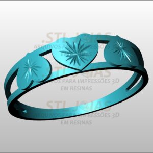 Arquivo STL para impressora 3D 4 ANEL CORAÇÕES DIAMANTADOS Arquivo para impressão 3D. Formato STL