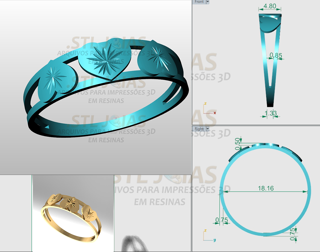 ANEL CORAÇÕES DIAMANTADOS Arquivo para impressão 3D. Formato STL 3 ANEL CORAÇÕES DIAMANTADOS Arquivo para impressão 3D. Formato STL